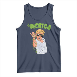 Trump Bae Smoking Weed Cannabis Tank Top Merica Funny Marijuana Bud Stoner 420 Gift TS10 Navy Print Your Wear