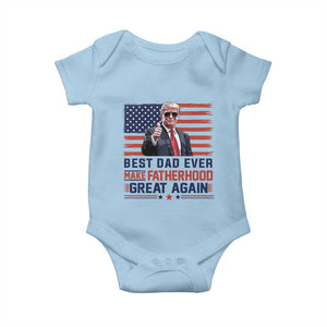 Trump Best Dad Ever Baby Onesie Funny Father's Day Make Fatherhood Great Again USA Flag TS02 Light Blue Print Your Wear