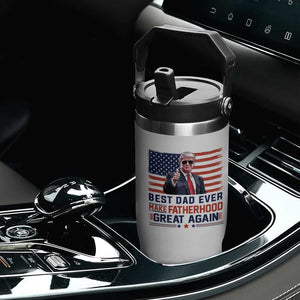 Trump Best Dad Ever Flip Straw Tumbler Funny Father's Day Make Fatherhood Great Again USA Flag TS02 Print Your Wear