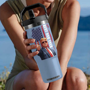 Trump Best Dad Ever Flip Straw Tumbler Funny Father's Day You Are Great Dad USA Flag TB11 One Size: 30 oz Light Blue Print Your Wear