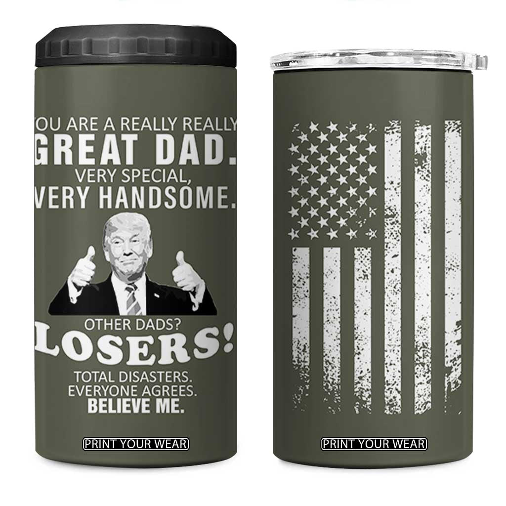 Trump Dad 4 in 1 Can Cooler Tumbler Papa Grandpa Stepdad Fathers Day Gift American Flag TB10 One Size: 16 oz Army Green Print Your Wear