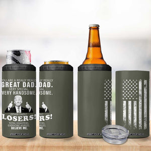 Trump Dad 4 in 1 Can Cooler Tumbler Papa Grandpa Stepdad Fathers Day Gift American Flag TB10 Print Your Wear