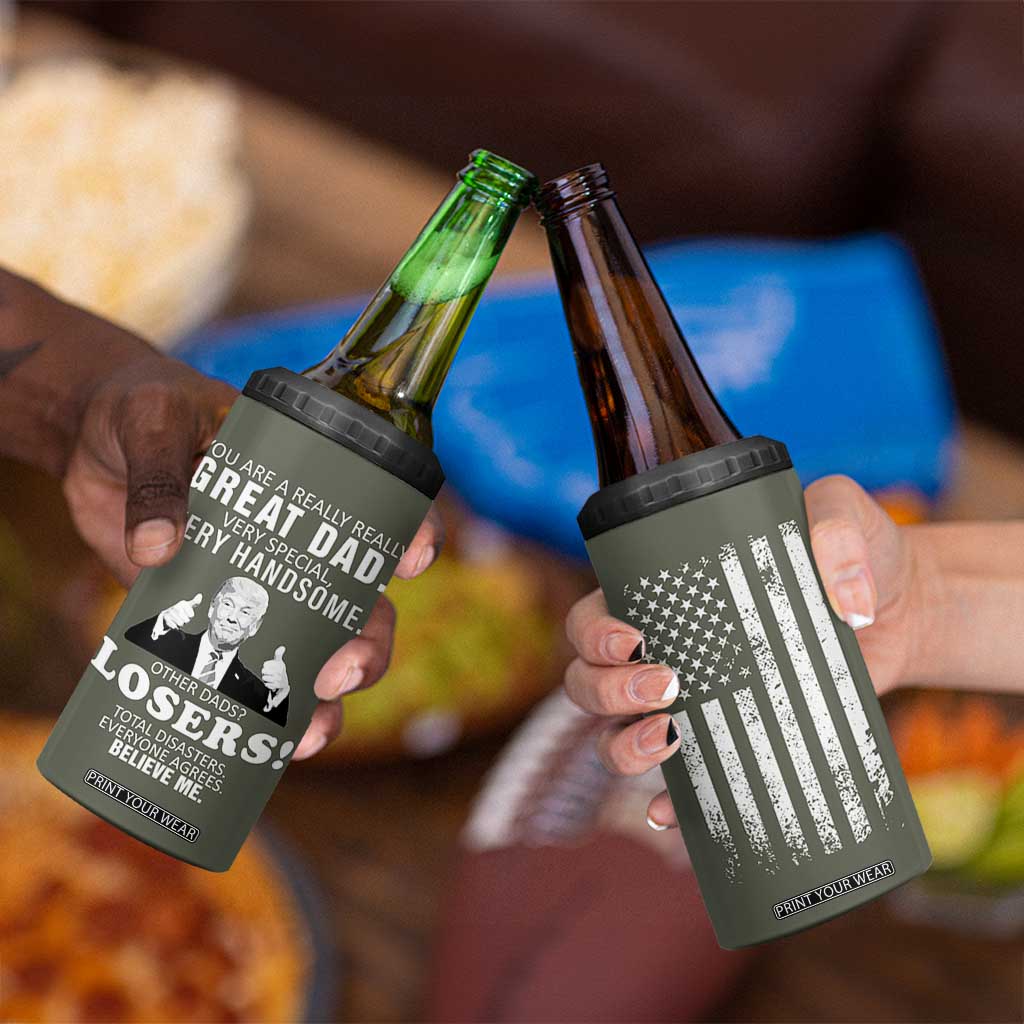 Trump Dad 4 in 1 Can Cooler Tumbler Papa Grandpa Stepdad Fathers Day Gift American Flag TB10 Print Your Wear