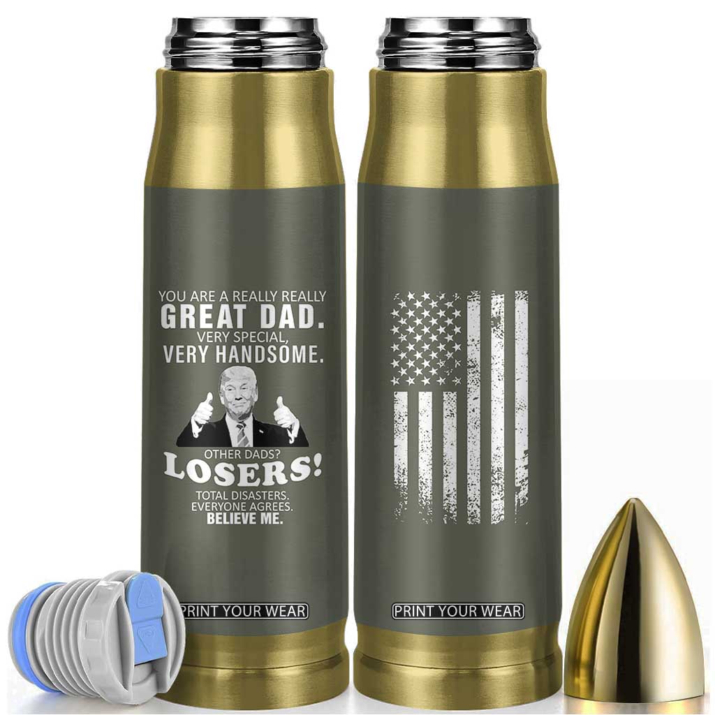 Trump Dad Bullet Tumbler Papa Grandpa Stepdad Fathers Day Gift American Flag TB10 Army Green Print Your Wear