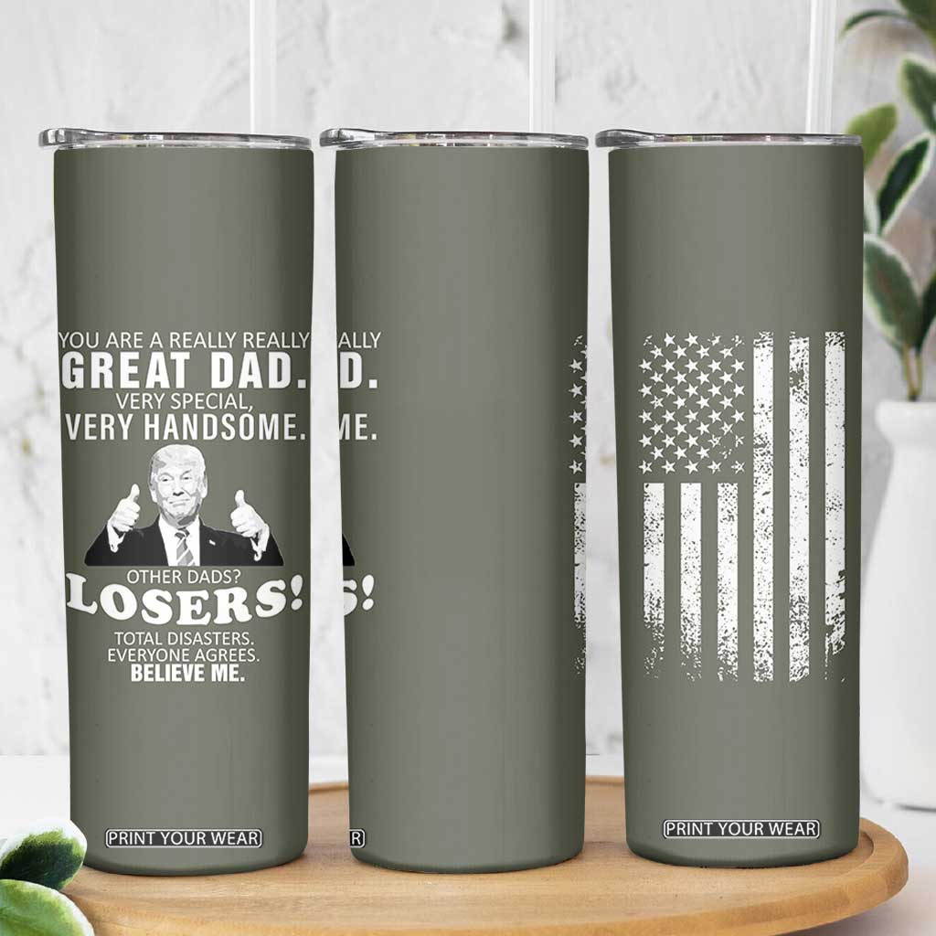 Trump Dad Skinny Tumbler Papa Grandpa Stepdad Fathers Day Gift American Flag TB10 Print Your Wear