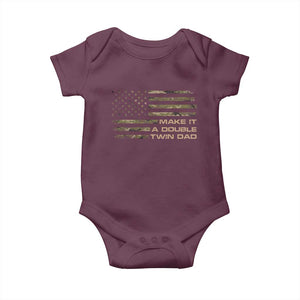 Twin Dad Baby Onesie Make It A Double Funny Fathers Day Camo American Flag TS10 Maroon Print Your Wear