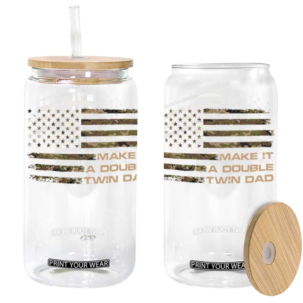 Twin Dad Glass Can Make It A Double Funny Fathers Day Camo American Flag TS10 Black Print Your Wear