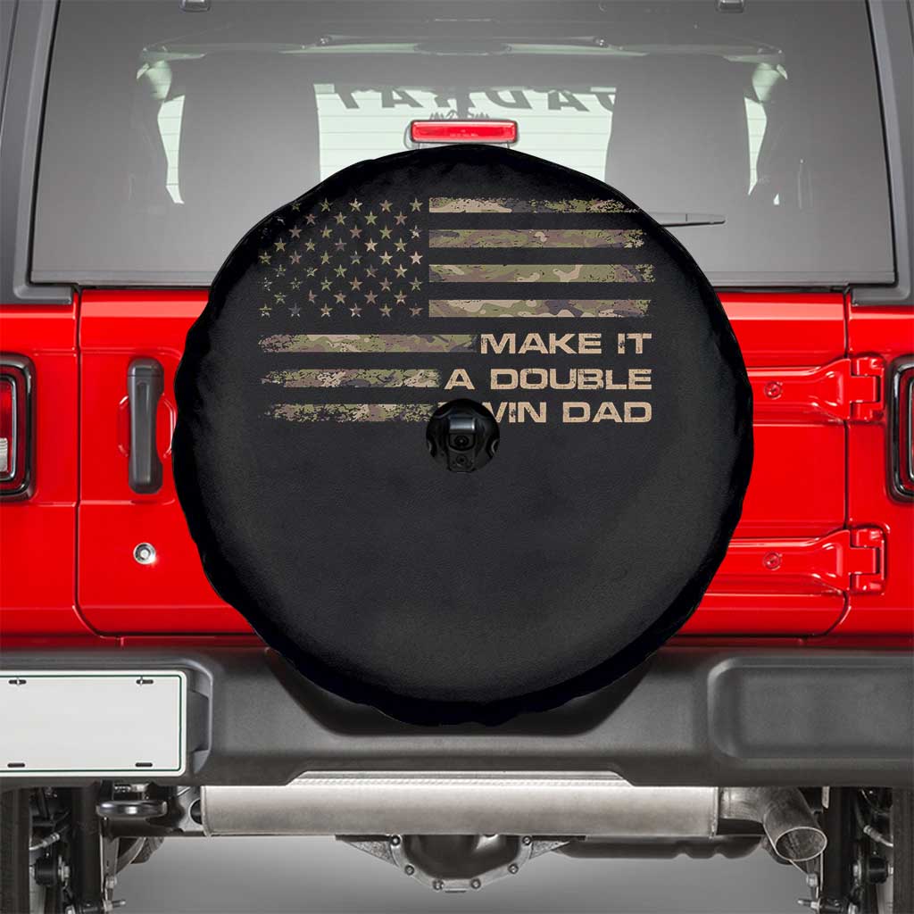 Twin Dad Spare Tire Cover Make It A Double Funny Fathers Day Camo American Flag TS10 Black Print Your Wear