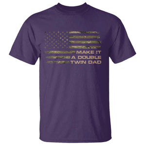 Twin Dad T Shirt Make It A Double Funny Fathers Day Camo American Flag TS10 Purple Print Your Wear