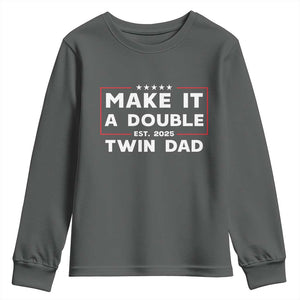 Twin Dad Youth Sweatshirt Make It A Double Funny New Dad Fathers Day TS10 Dark Heather Print Your Wear