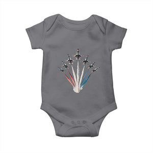 US Airplane Fighter Jet American Flag 4th Of July Baby Onesie TS11 Charcoal Print Your Wear
