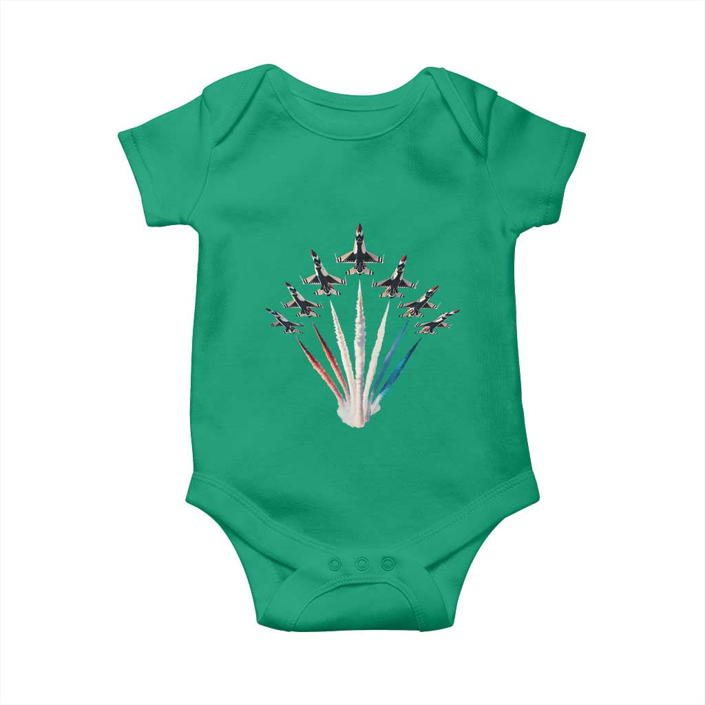 US Airplane Fighter Jet American Flag 4th Of July Baby Onesie TS11 Irish Green Print Your Wear