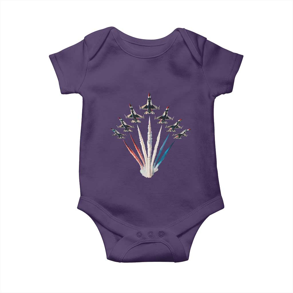 US Airplane Fighter Jet American Flag 4th Of July Baby Onesie TS11 Purple Print Your Wear