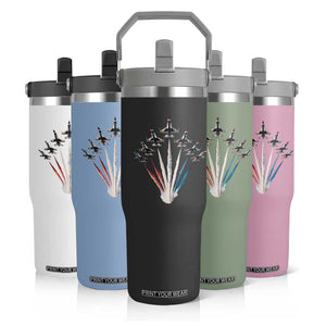 US Airplane Fighter Jet American Flag 4th Of July Flip Straw Tumbler TS11 Print Your Wear