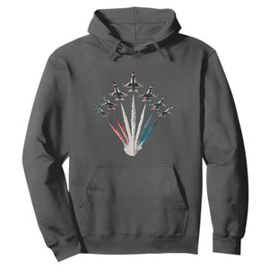 US Airplane Fighter Jet American Flag 4th Of July Hoodie TS11 Dark Heather Print Your Wear