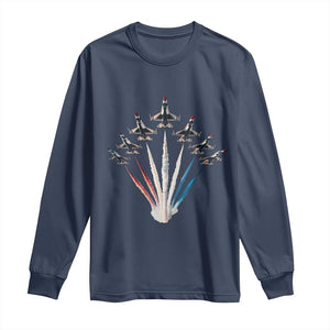 US Airplane Fighter Jet American Flag 4th Of July Long Sleeve Shirt TS11 Navy Print Your Wear