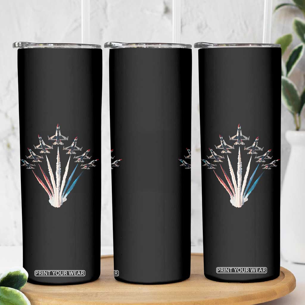 US Airplane Fighter Jet American Flag 4th Of July Skinny Tumbler TS11 Print Your Wear