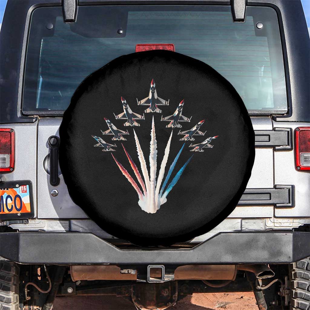 US Airplane Fighter Jet American Flag 4th Of July Spare Tire Cover TS11 No hole Black Print Your Wear