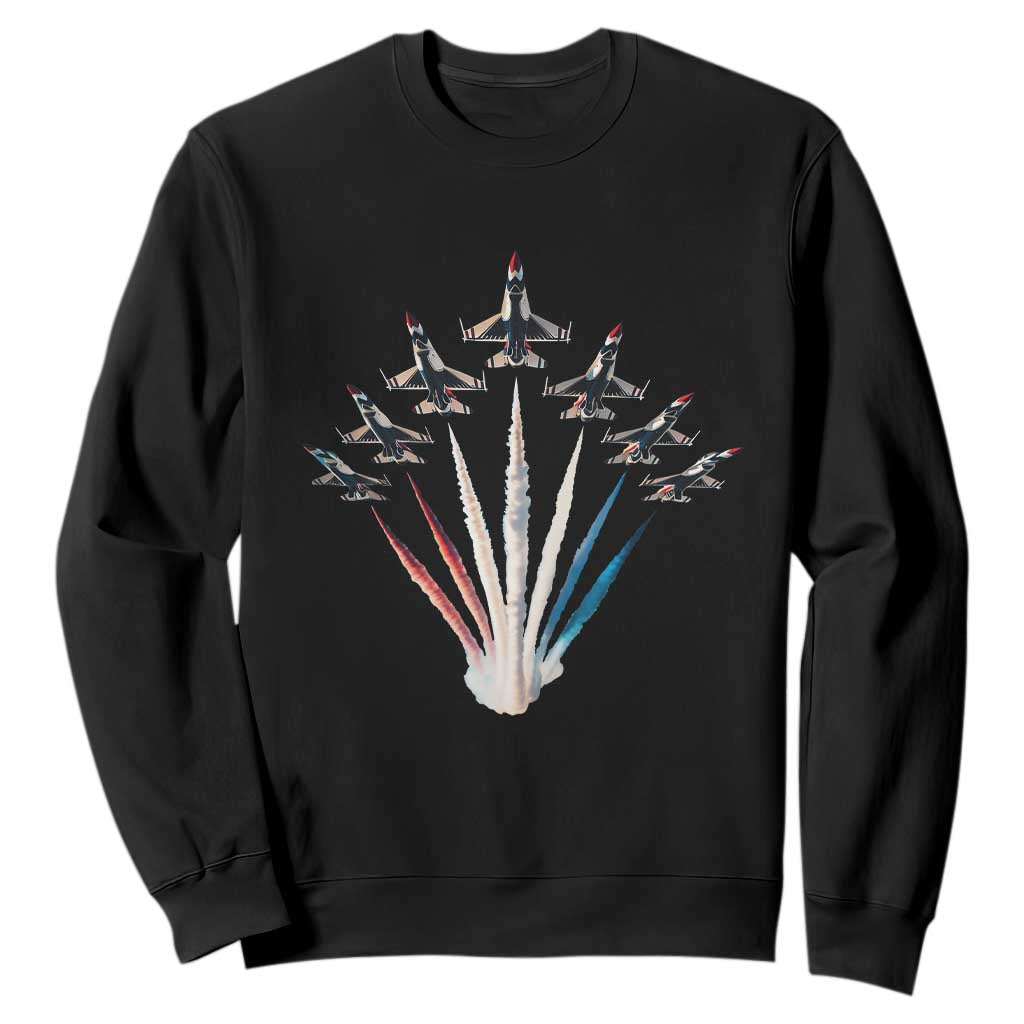 US Airplane Fighter Jet American Flag 4th Of July Sweatshirt TS11 Black Print Your Wear