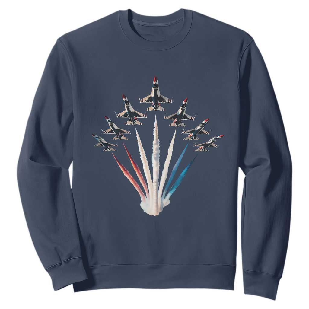 US Airplane Fighter Jet American Flag 4th Of July Sweatshirt TS11 Navy Print Your Wear