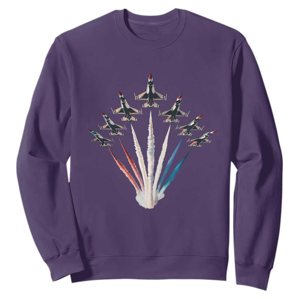 US Airplane Fighter Jet American Flag 4th Of July Sweatshirt TS11 Purple Print Your Wear