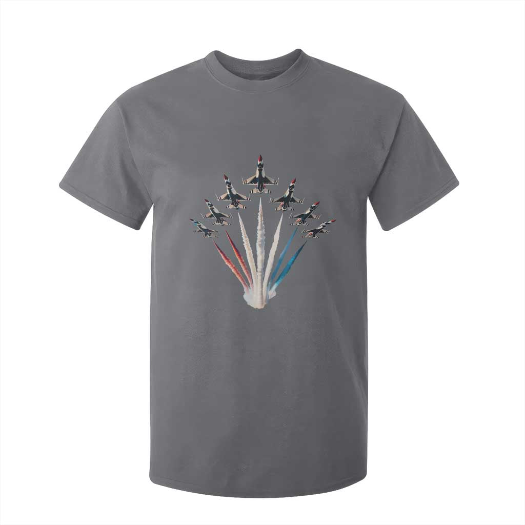 US Airplane Fighter Jet American Flag 4th Of July T Shirt For Kid TS11 Charcoal Print Your Wear
