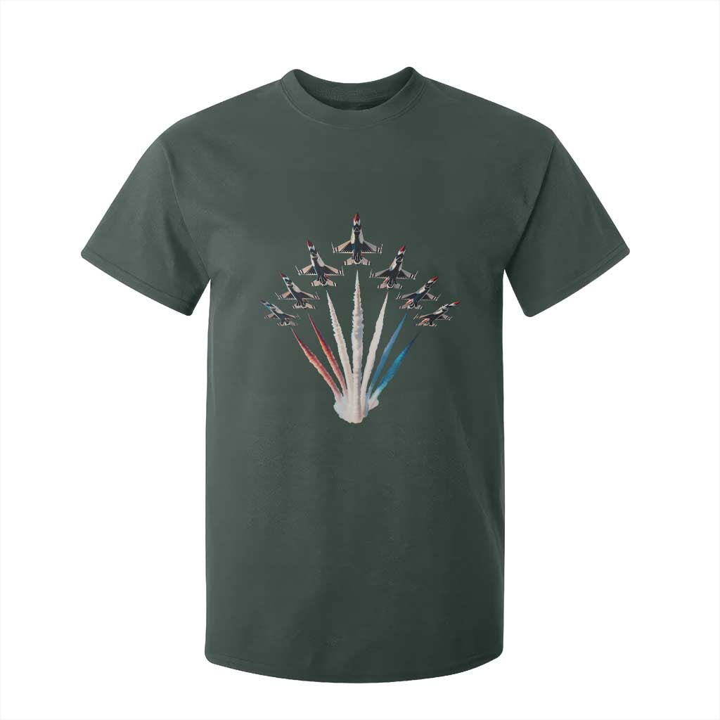 US Airplane Fighter Jet American Flag 4th Of July T Shirt For Kid TS11 Dark Forest Green Print Your Wear
