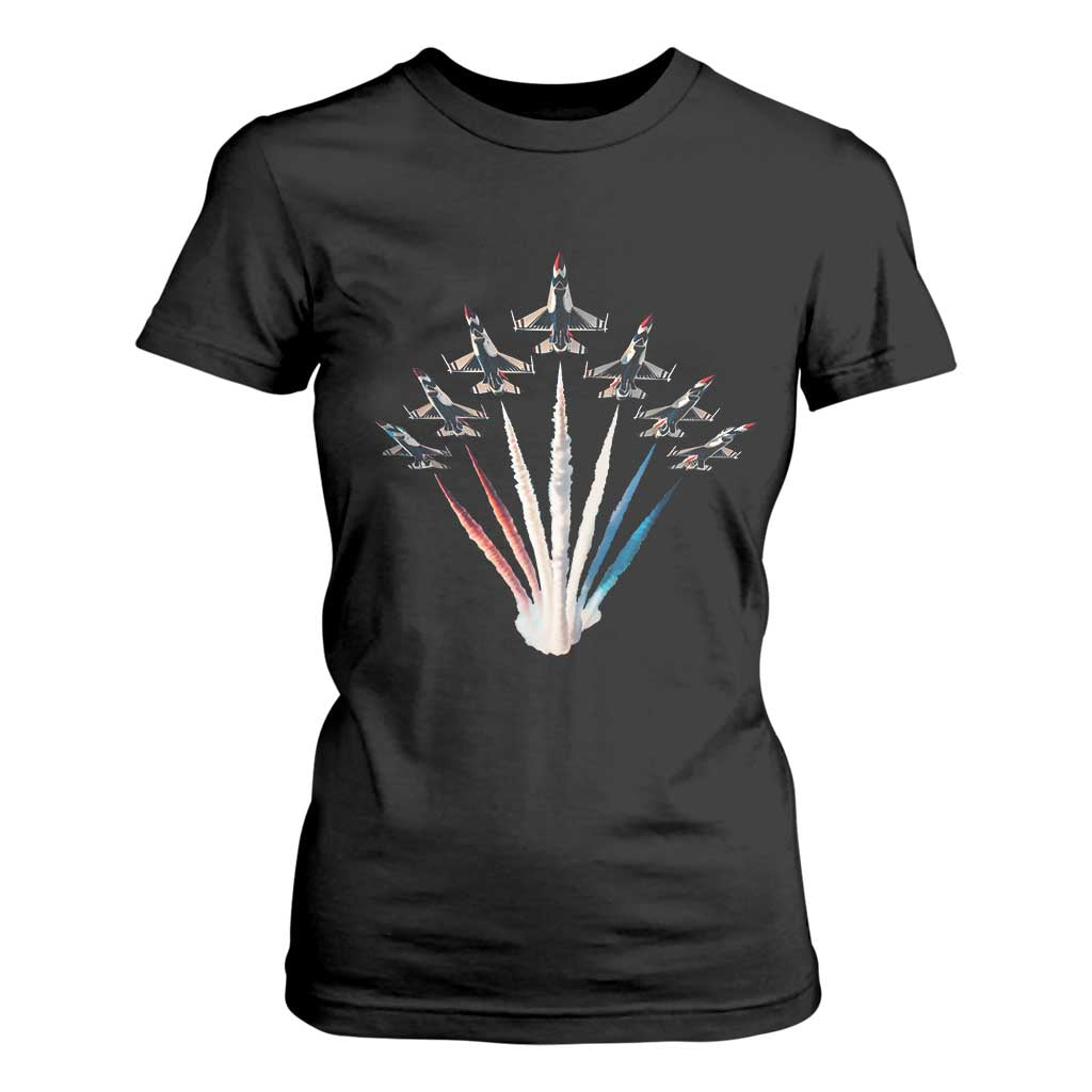 US Airplane Fighter Jet American Flag 4th Of July T Shirt For Women TS11 Black Print Your Wear