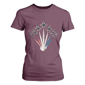 US Airplane Fighter Jet American Flag 4th Of July T Shirt For Women TS11 Maroon Print Your Wear