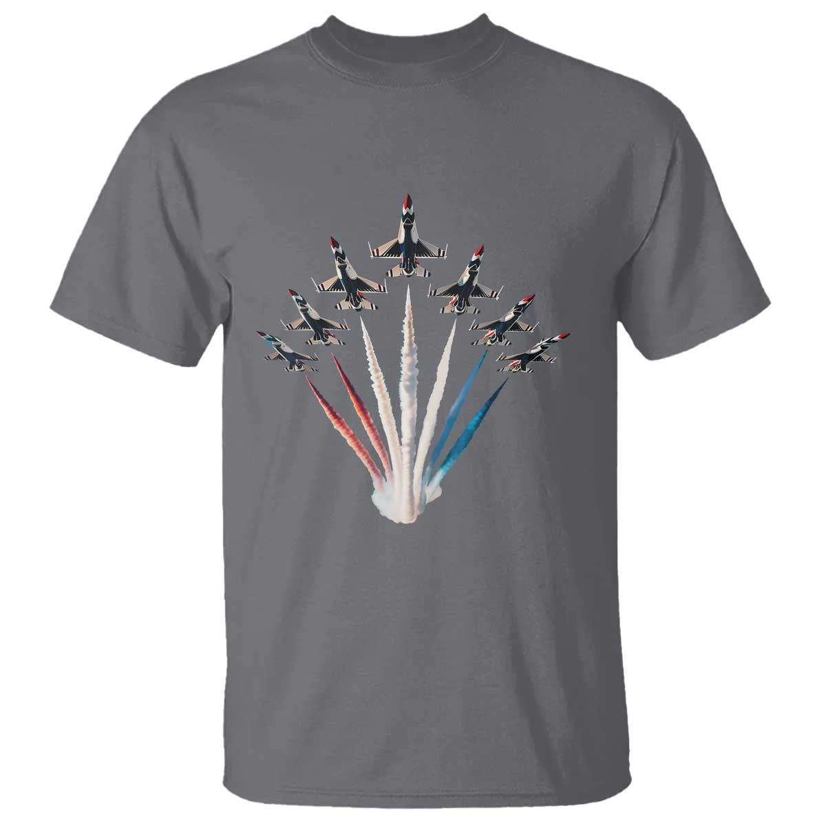US Airplane Fighter Jet American Flag 4th Of July T Shirt TS11 Charcoal Print Your Wear