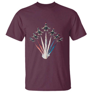 US Airplane Fighter Jet American Flag 4th Of July T Shirt TS11 Maroon Print Your Wear