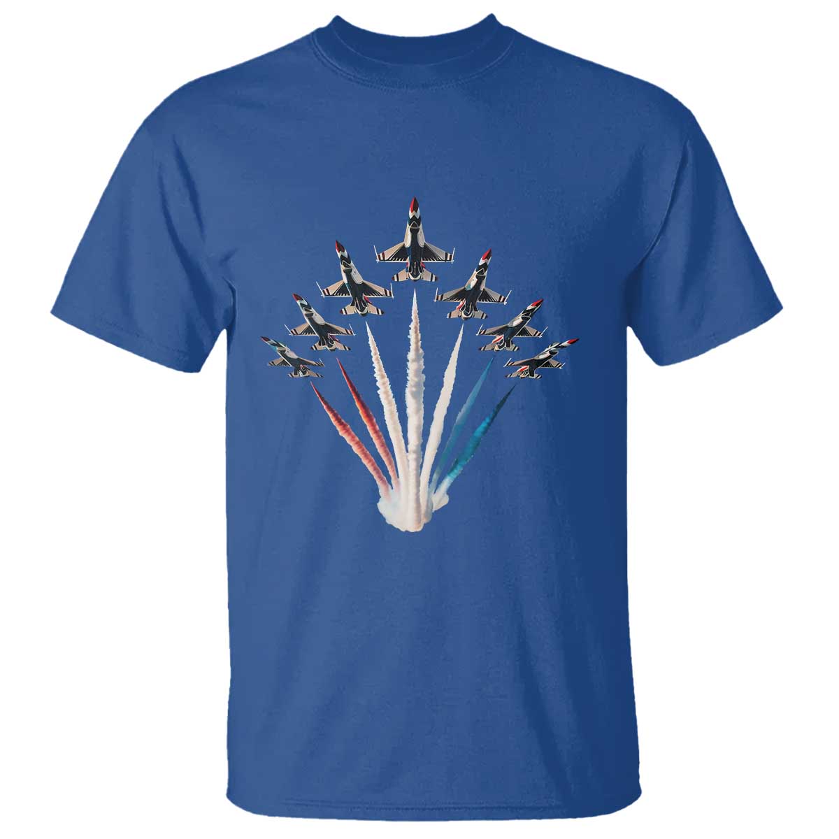 US Airplane Fighter Jet American Flag 4th Of July T Shirt TS11 Royal Blue Print Your Wear