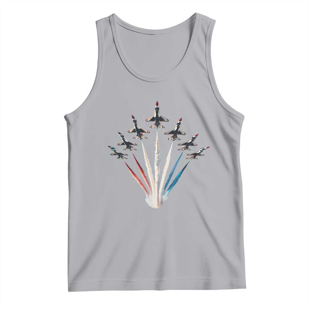 US Airplane Fighter Jet American Flag 4th Of July Tank Top TS11 Athletic Heather Print Your Wear