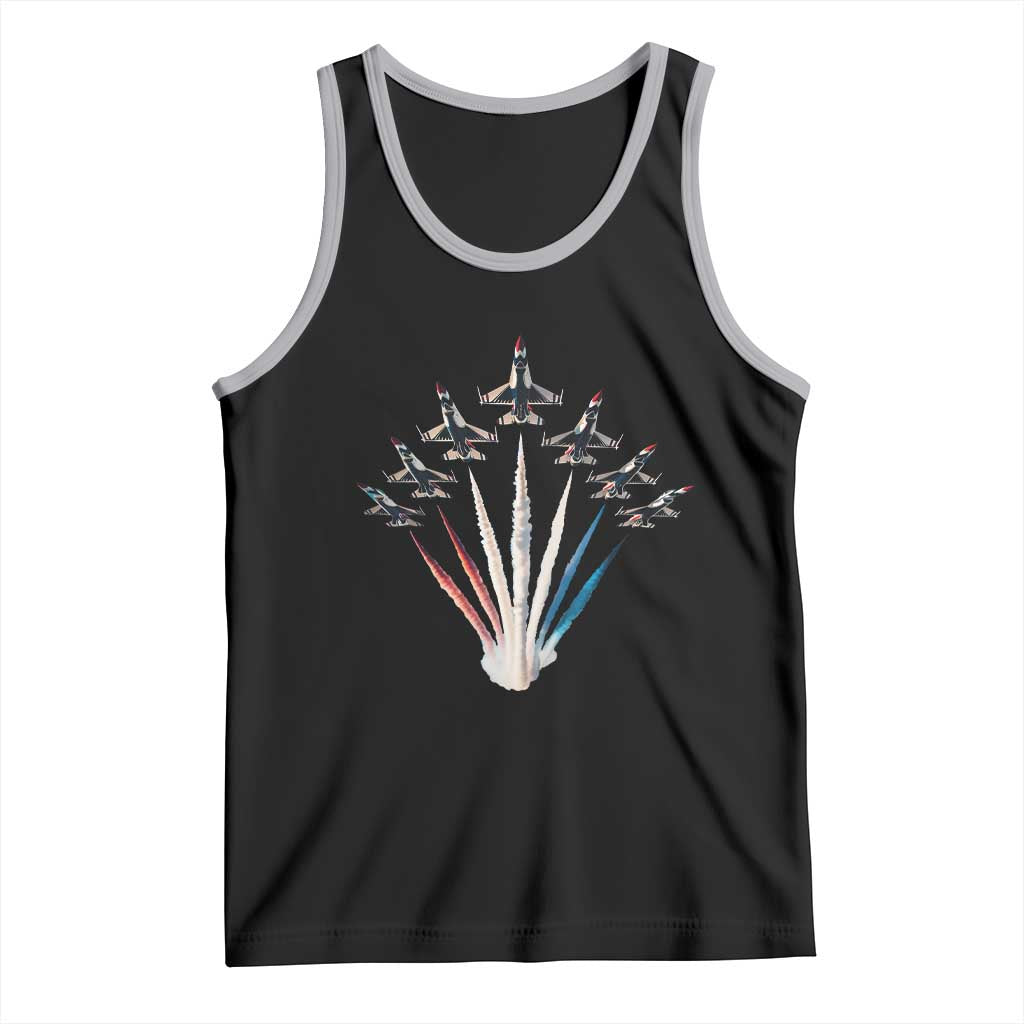 US Airplane Fighter Jet American Flag 4th Of July Tank Top TS11 Black Athletic Heather Print Your Wear