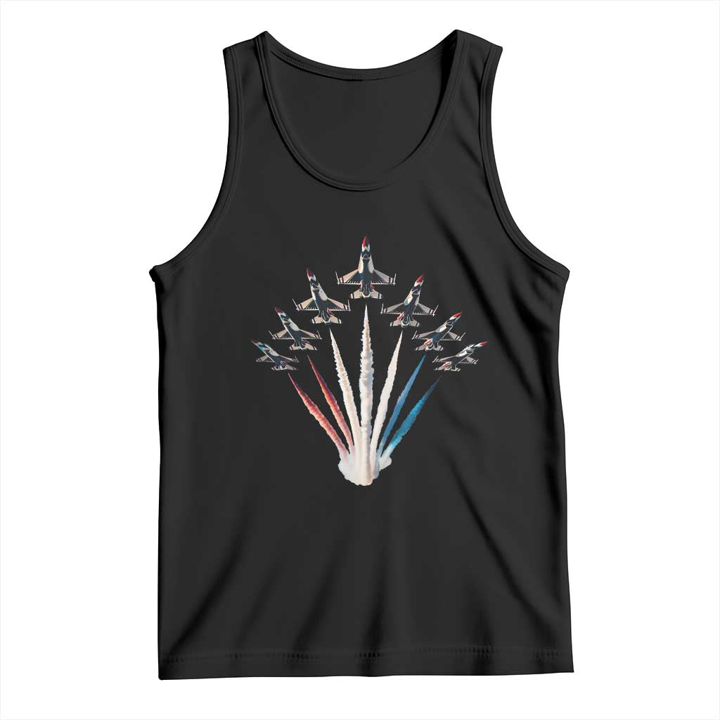 US Airplane Fighter Jet American Flag 4th Of July Tank Top TS11 Black Print Your Wear