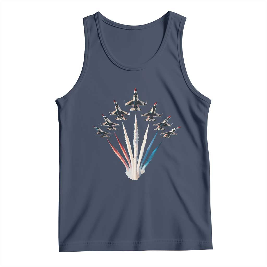 US Airplane Fighter Jet American Flag 4th Of July Tank Top TS11 Navy Print Your Wear