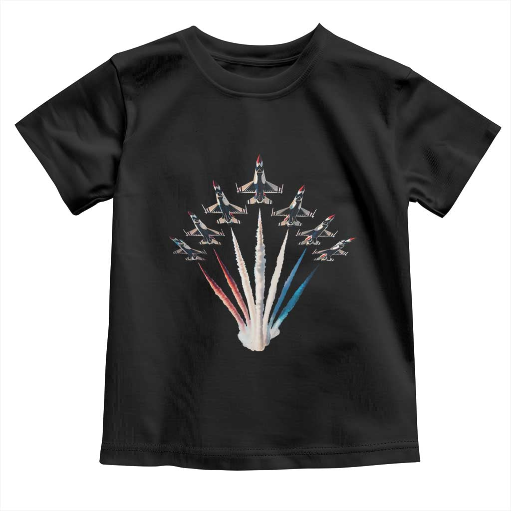 US Airplane Fighter Jet American Flag 4th Of July Toddler T Shirt TS11 Black Print Your Wear
