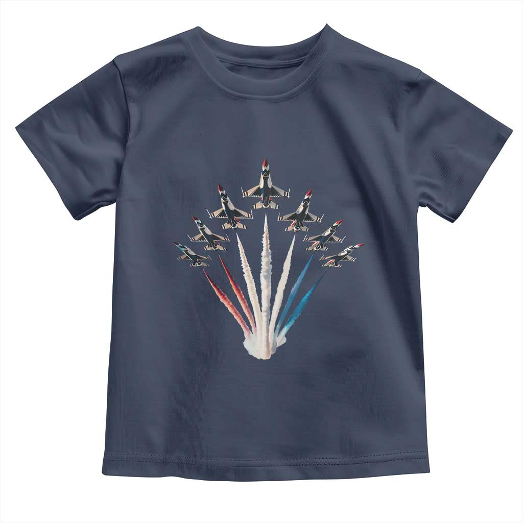 US Airplane Fighter Jet American Flag 4th Of July Toddler T Shirt TS11 Navy Print Your Wear
