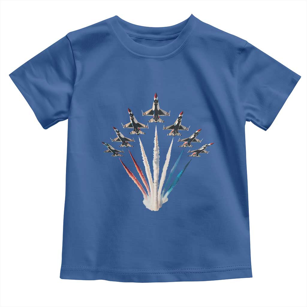US Airplane Fighter Jet American Flag 4th Of July Toddler T Shirt TS11 Royal Blue Print Your Wear