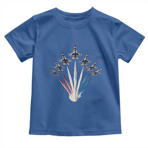 US Airplane Fighter Jet American Flag 4th Of July Toddler T Shirt TS11 Royal Blue Print Your Wear