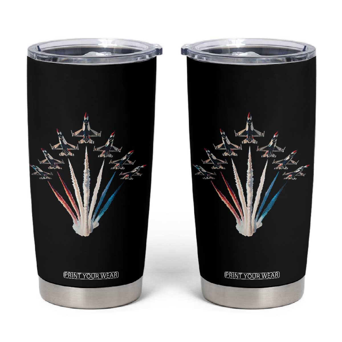 US Airplane Fighter Jet American Flag 4th Of July Tumbler Cup TS11 Black Print Your Wear