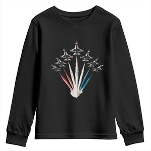 US Airplane Fighter Jet American Flag 4th Of July Youth Sweatshirt TS11 Black Print Your Wear