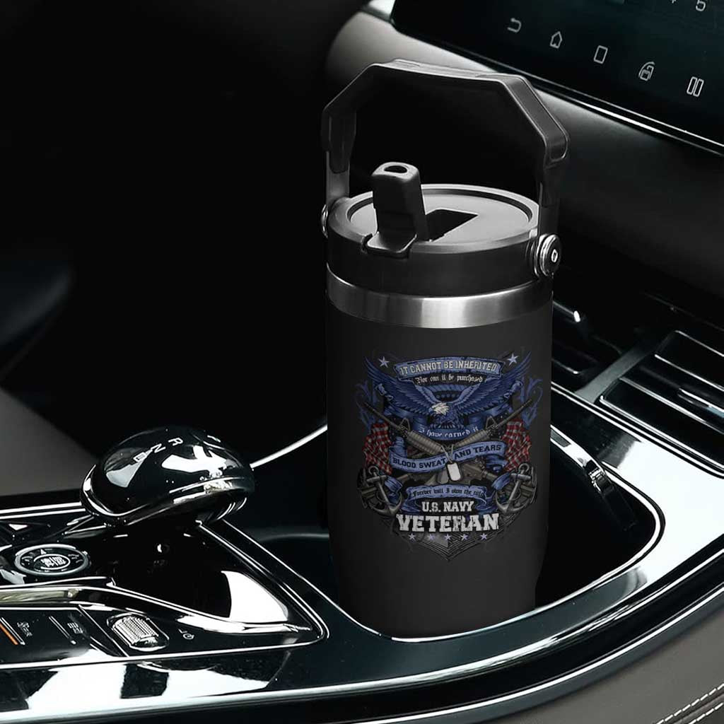 US Military Navy Veteran Flip Straw Tumbler It Cannot Be Inherited Nor Can It Be Purchased I Have Earned It TS11 Print Your Wear