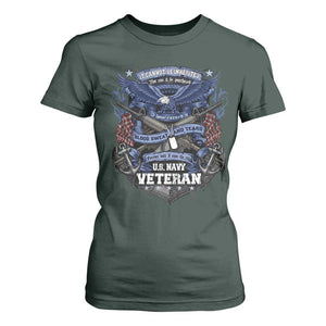 US Military Navy Veteran T Shirt For Women It Cannot Be Inherited Nor Can It Be Purchased I Have Earned It TS11 Dark Forest Green Print Your Wear