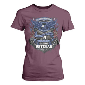 US Military Navy Veteran T Shirt For Women It Cannot Be Inherited Nor Can It Be Purchased I Have Earned It TS11 Maroon Print Your Wear