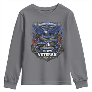 US Military Navy Veteran Youth Sweatshirt It Cannot Be Inherited Nor Can It Be Purchased I Have Earned It TS11 Charcoal Print Your Wear