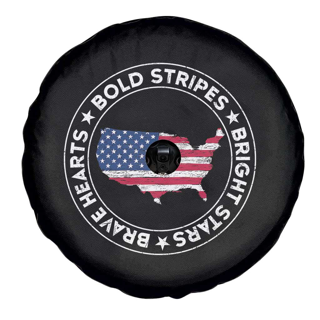 US Pride 4th of July Spare Tire Cover Bold Stripes Bright Stars Brave Hearts American Patriotic TS02 Print Your Wear