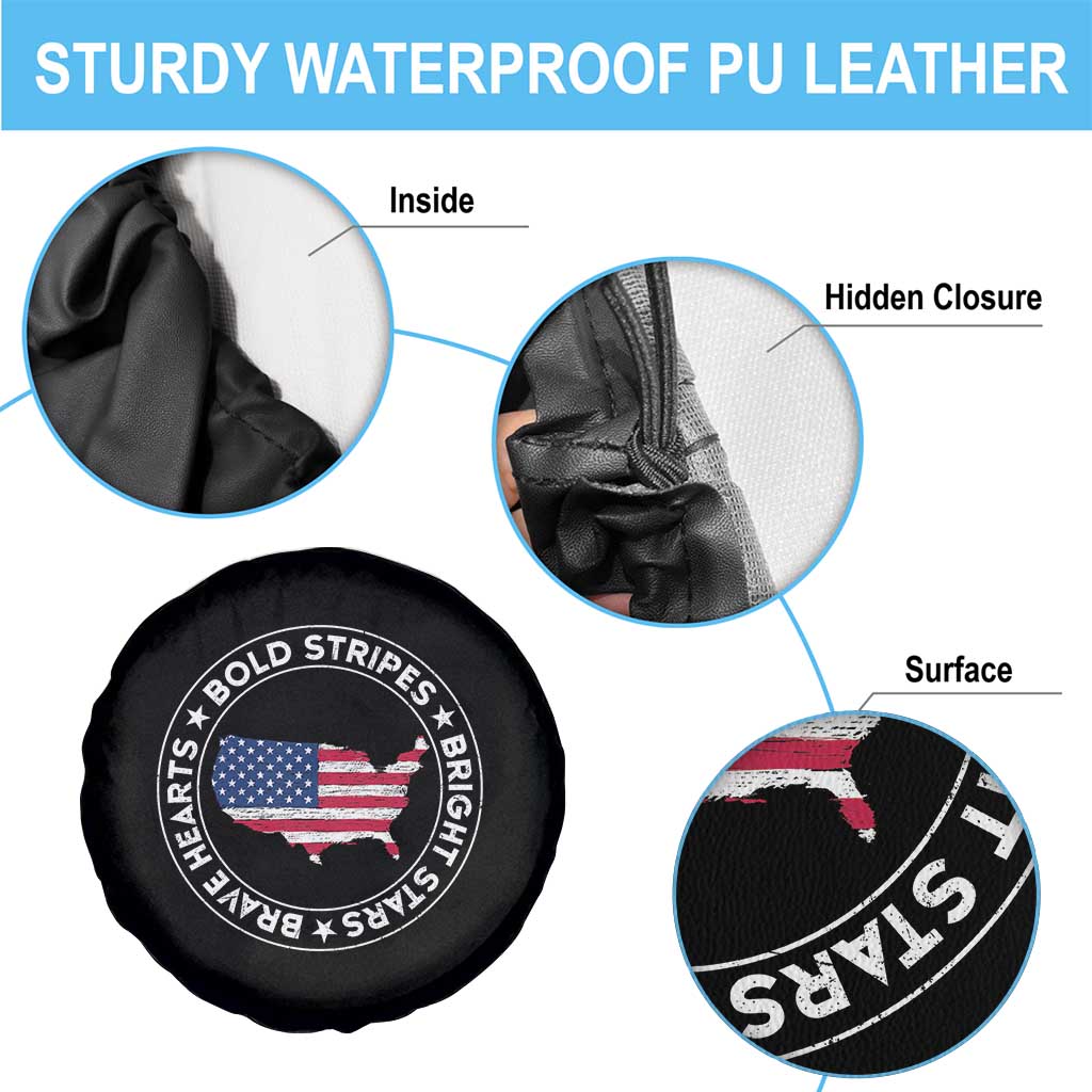 US Pride 4th of July Spare Tire Cover Bold Stripes Bright Stars Brave Hearts American Patriotic TS02 Print Your Wear