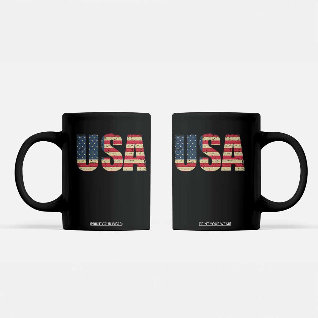 USA American Flag Coffee Mug Retro Vintage Patriotic TS02 Black Print Your Wear