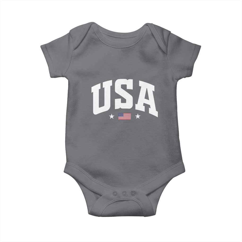 USA Baby Onesie American Flag Patriotic 4th of July TS10 Charcoal Print Your Wear